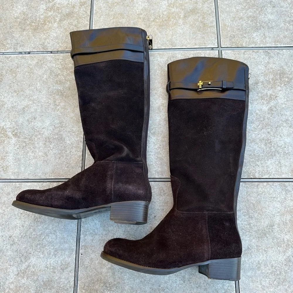 Tory Burch Jenna Brown Suede Tall Riding Boots- Women SZ 7